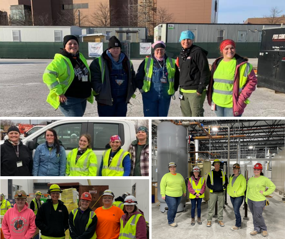 Various construction workers posing on jobsites with safety PPE and workwear on